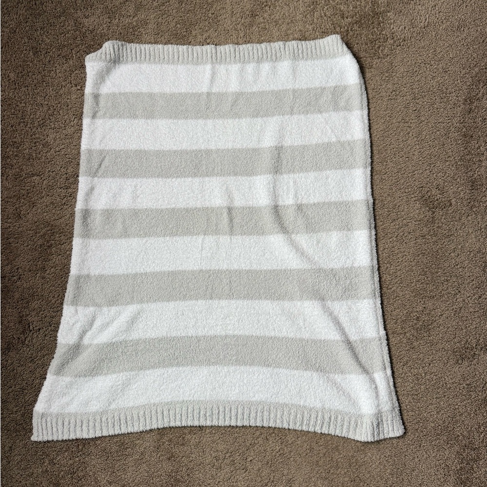 Striped Gray and White Small Baby Blanket